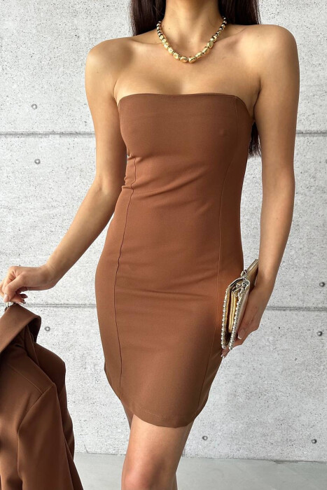 ONE COLOR JACKET+ DRESS WOMEN SET BROWN/KAFE - 3