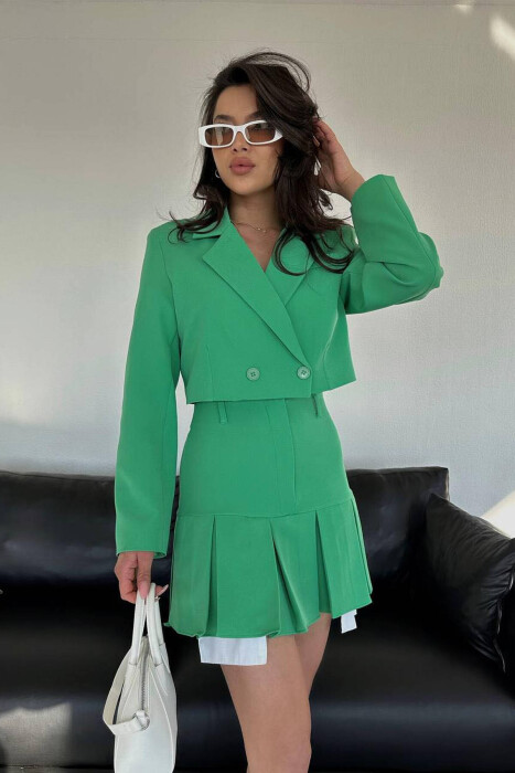 ONE COLOR JACKET+SKIRT WOMEN SET GREEN/JESHILE 