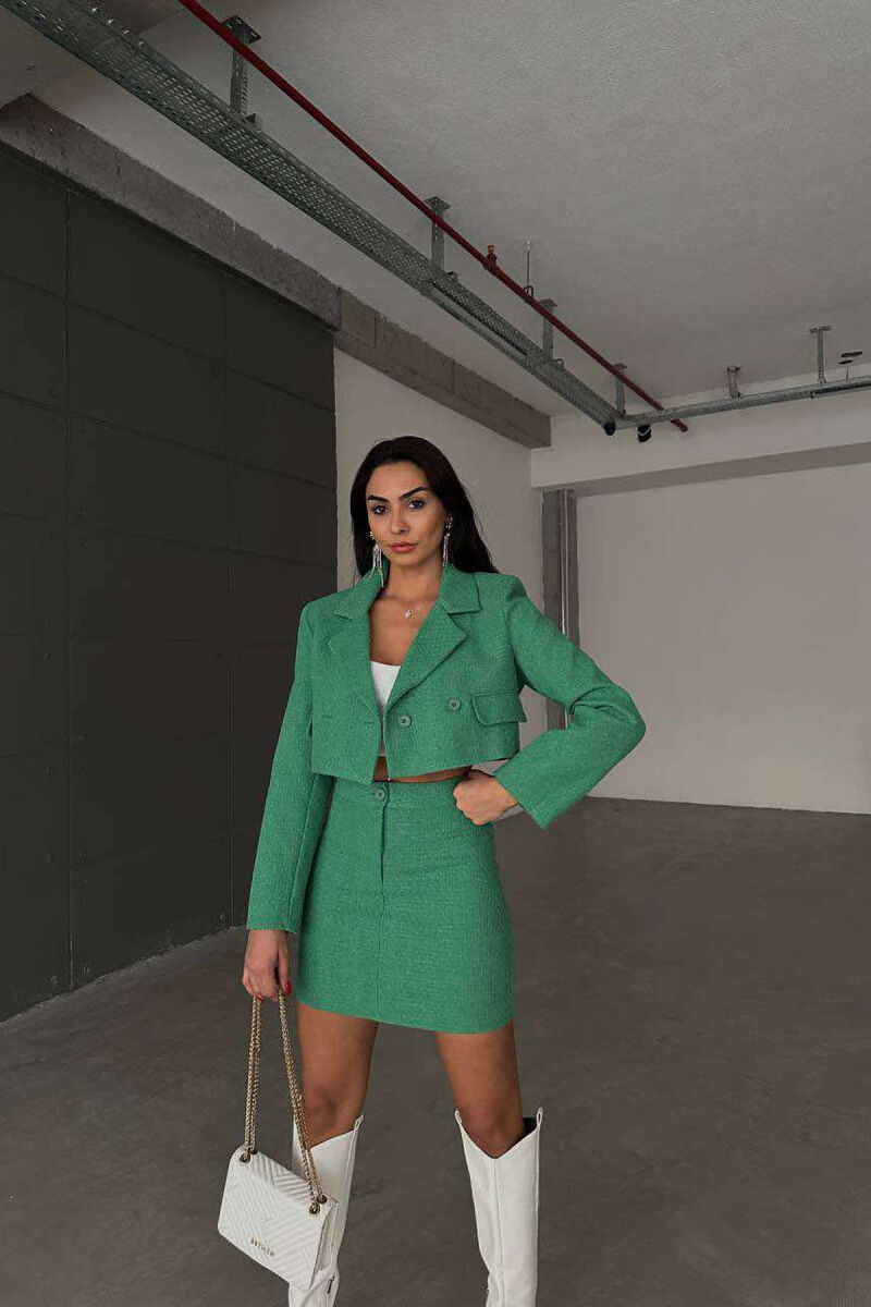 ONE COLOR JACKET+SKIRT WOMEN SET GREEN/JESHILE - 3