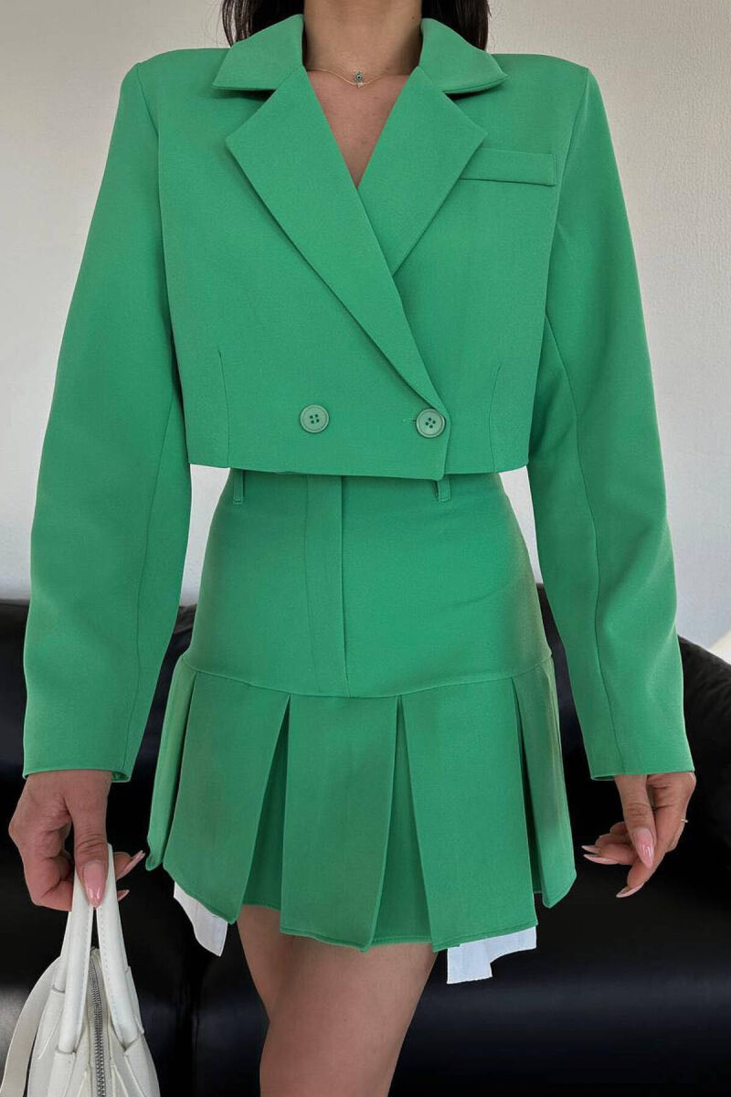 ONE COLOR JACKET+SKIRT WOMEN SET GREEN/JESHILE - 3