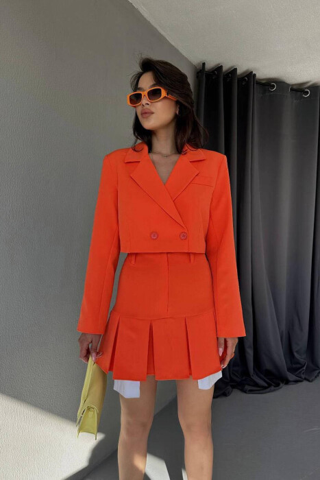 ONE COLOR JACKET+SKIRT WOMEN SET ORANGE/PORTOKALLI 