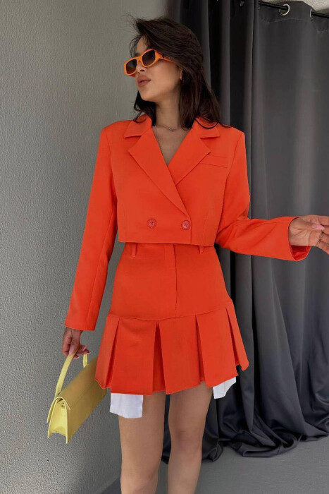 ONE COLOR JACKET+SKIRT WOMEN SET ORANGE/PORTOKALLI - 3
