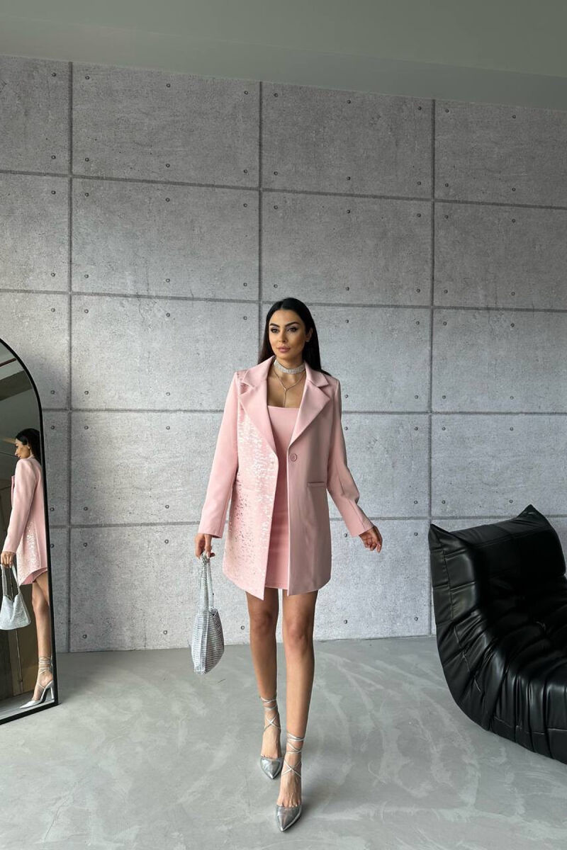 ONE COLOR JACKET+ DRESS WOMEN SET PINK/ROZE - 1