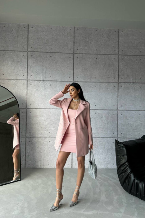 ONE COLOR JACKET+ DRESS WOMEN SET PINK/ROZE - 3