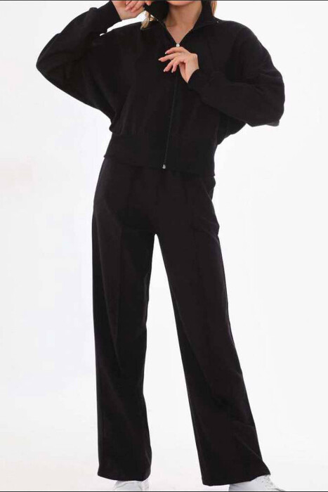 ONE COLOR JACKET+SWEATPANTS WOMEN SET BLACK/ E ZEZE 