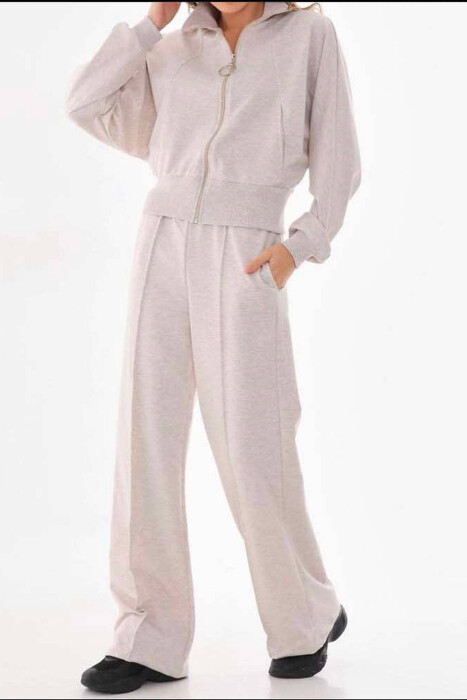 ONE COLOR JACKET+SWEATPANTS WOMEN SET LIGHT GREY/GZ 