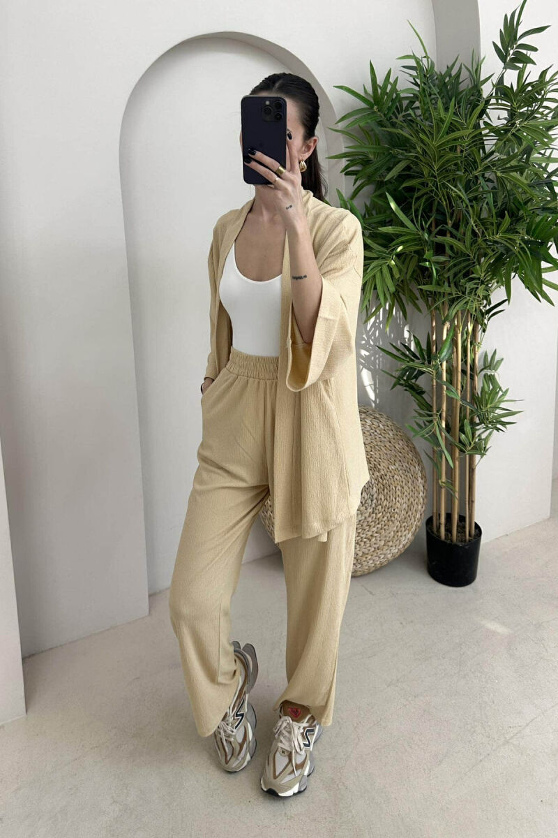 ONE COLOR JACKET+TROUSERS WOMEN SET BEIGE/BEZHE - 1