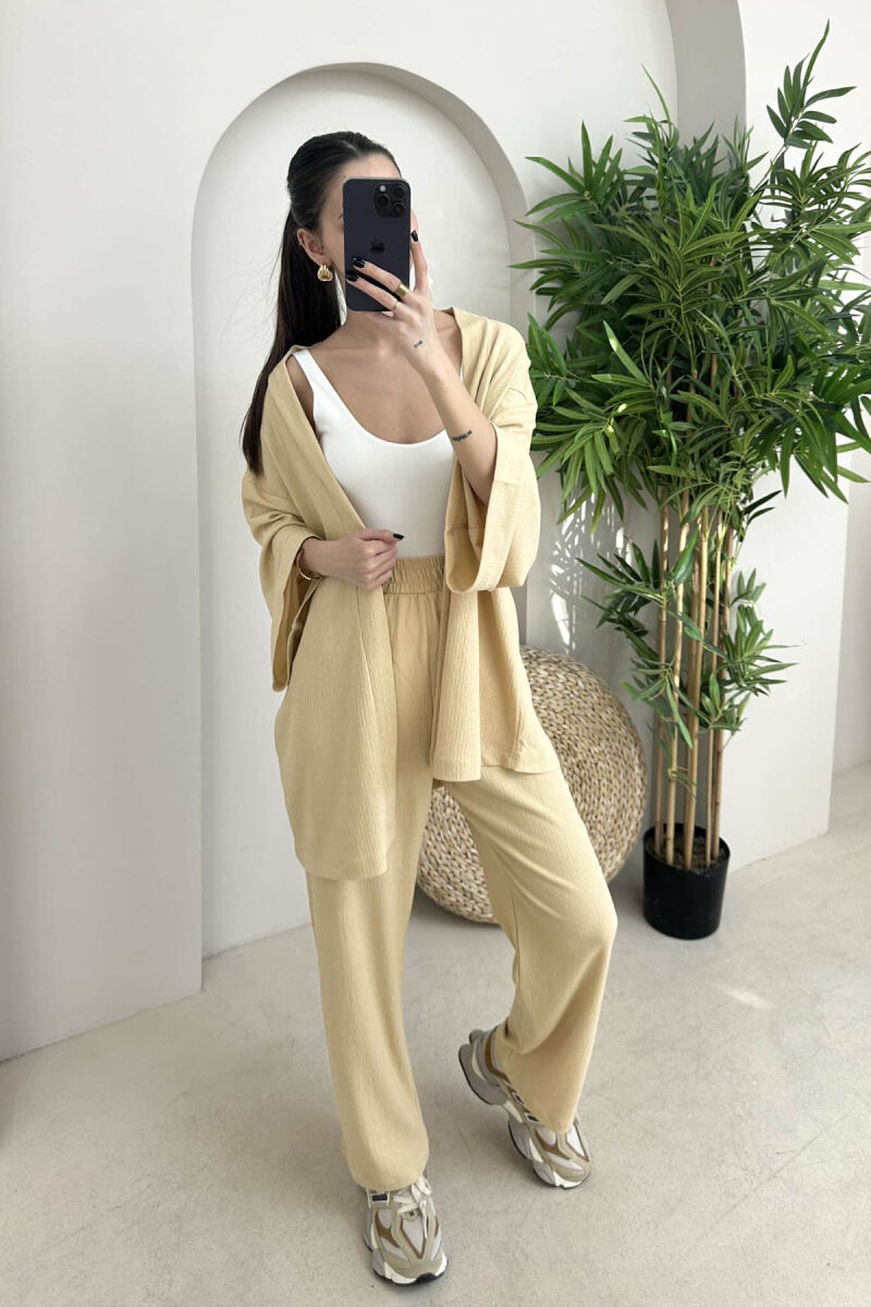 ONE COLOR JACKET+TROUSERS WOMEN SET BEIGE/BEZHE - 2