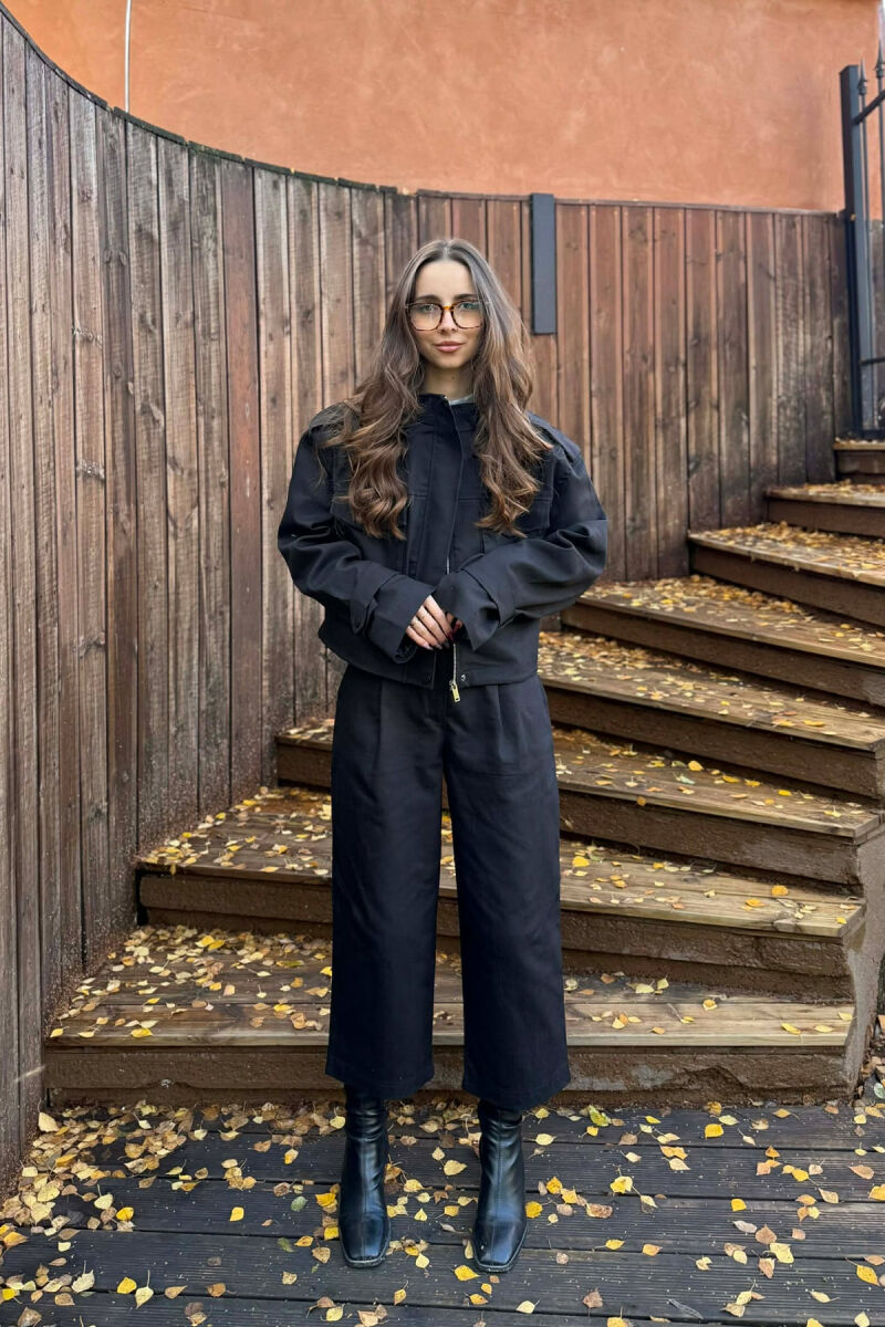 ONE COLOR JACKET+TROUSERS WOMEN SET BLACK/ E ZEZE - 1