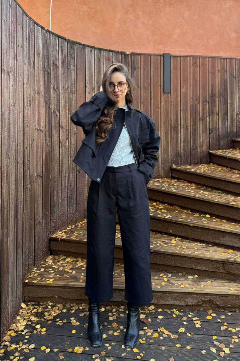 ONE COLOR JACKET+TROUSERS WOMEN SET BLACK/ E ZEZE - 3