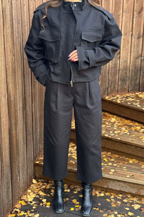 ONE COLOR JACKET+TROUSERS WOMEN SET BLACK/ E ZEZE - 5