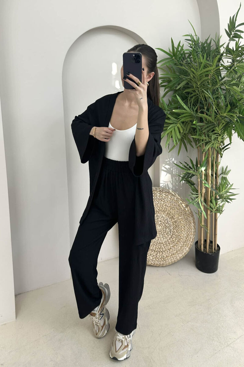 ONE COLOR JACKET+TROUSERS WOMEN SET BLACK/ E ZEZE - 2