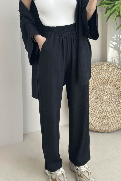 ONE COLOR JACKET+TROUSERS WOMEN SET BLACK/ E ZEZE - 3
