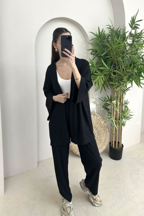 ONE COLOR JACKET+TROUSERS WOMEN SET BLACK/ E ZEZE 