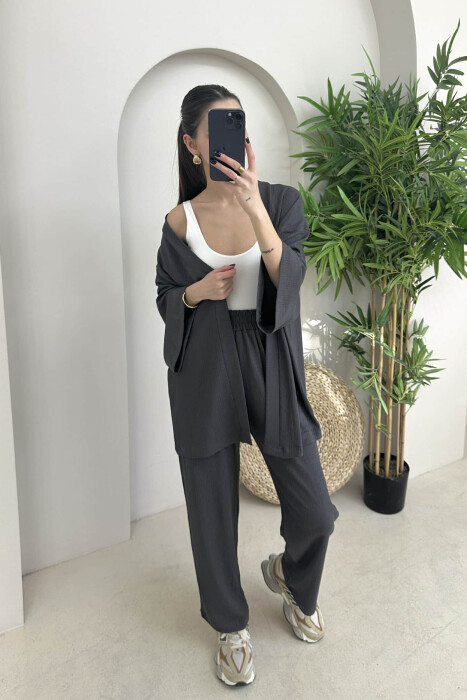 ONE COLOR JACKET+TROUSERS WOMEN SET DARK GREY/GEE 