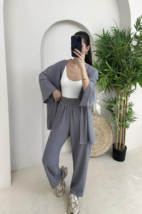 ONE COLOR JACKET+TROUSERS WOMEN SET GREY/GRI 