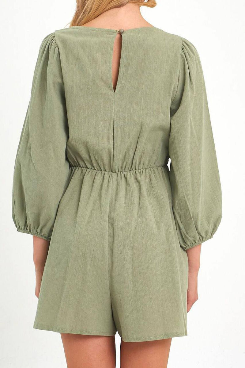 ONE COLOR KNITTED DETAIL WOMEN JUMPSUIT GREEN/JESHILE - 2