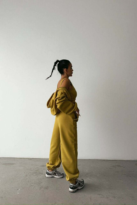 ONE COLOR KNITTED FABRIC JACKET+BRA+JOGGERS WOMEN SET LIGHT GREEN/JEZB - 3