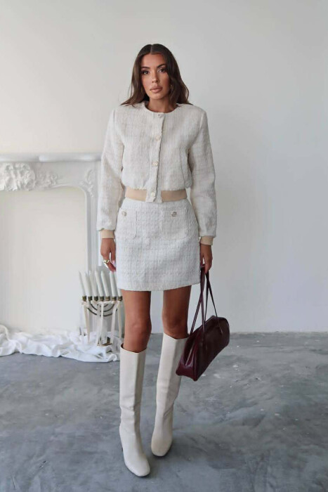 SET I THURRUR NJE NGJYRESH XHAKETE + FUND PER FEMRA NE NGJYRE KREM - KLAUDIO FASHION