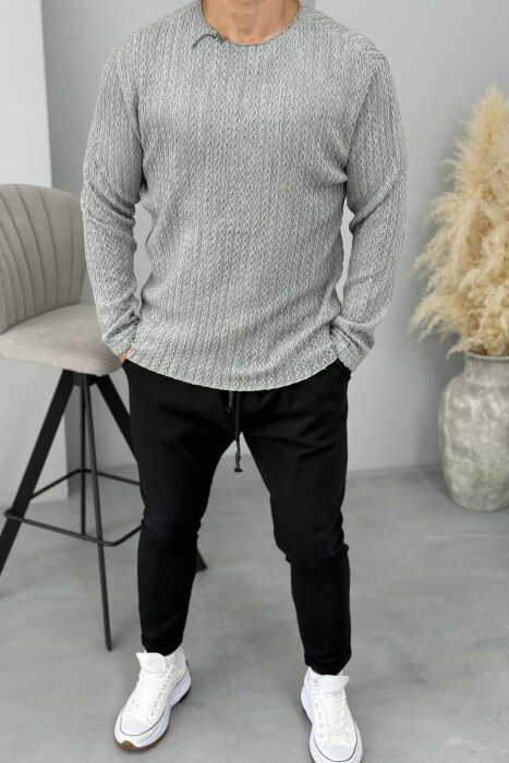 TRIKO E THJESHTË NJË NGJYRËSHE E THURUR PËR MESHKUJ NË NGJYRËN GRI - KLAUDIO FASHION