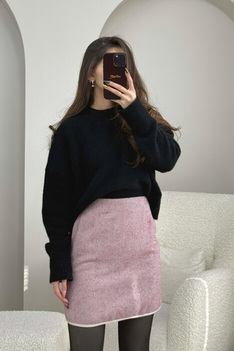 ONE COLOR KNITTED SIMPLE WOMEN SKIRT PURPLE/LEJLA - 2