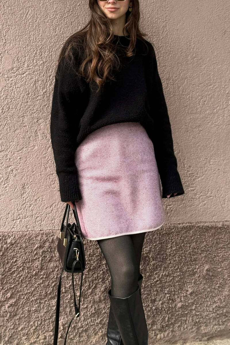 ONE COLOR KNITTED SIMPLE WOMEN SKIRT PURPLE/LEJLA - 2