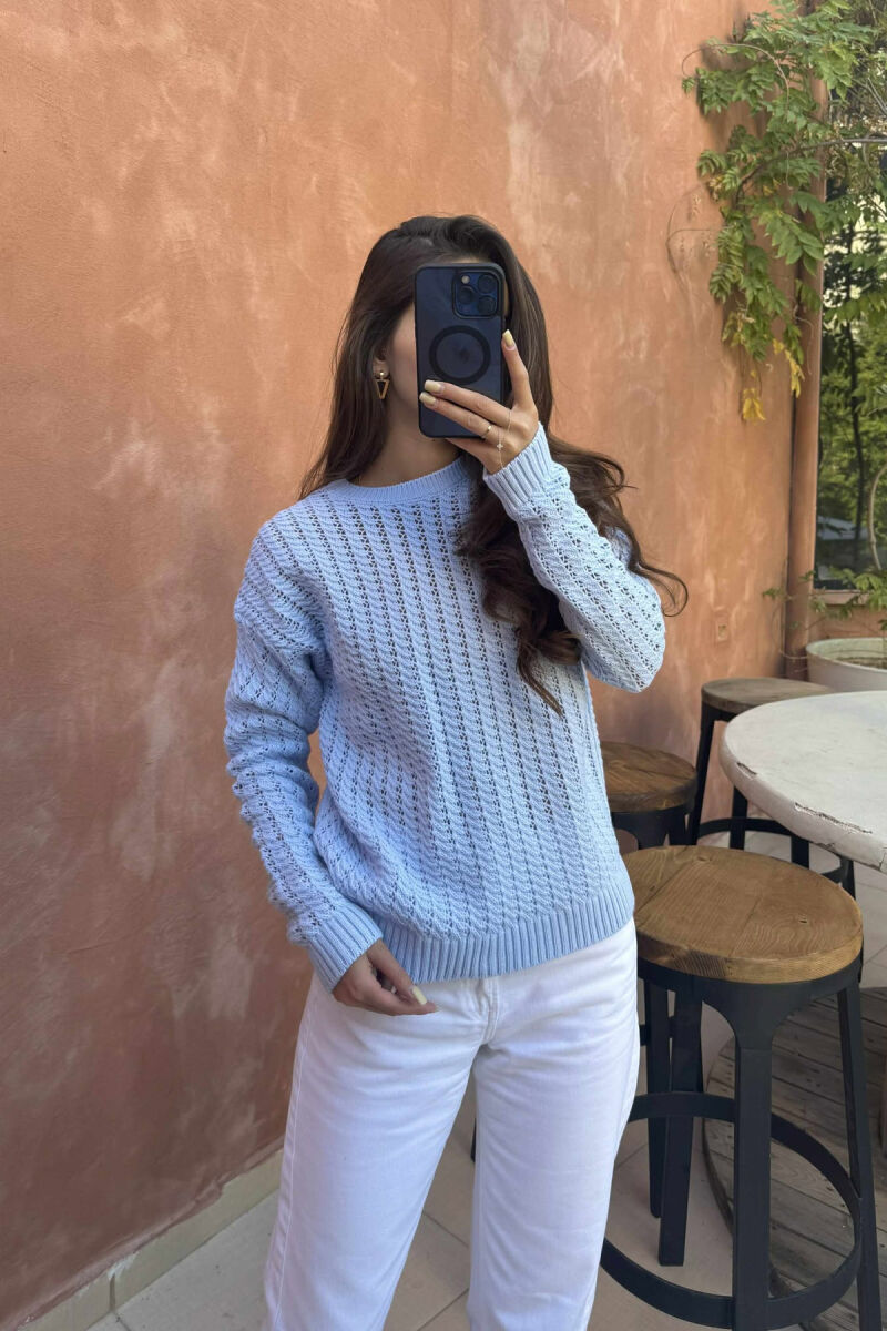 ONE COLOR KNITTED SIMPLE WOMEN SWEATER BABY BLUE/BLU BY - 4