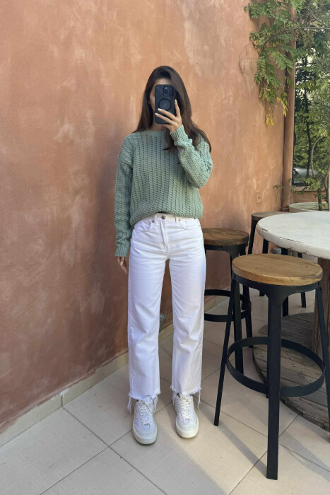 ONE COLOR KNITTED SIMPLE WOMEN SWEATER MINT/MENTE 