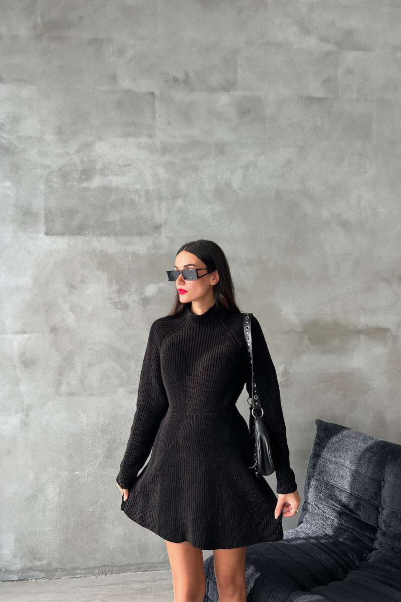 ONE COLOR KNITTED SWEATER+SKIRT WOMEN SET BLACK/ E ZEZE - 2