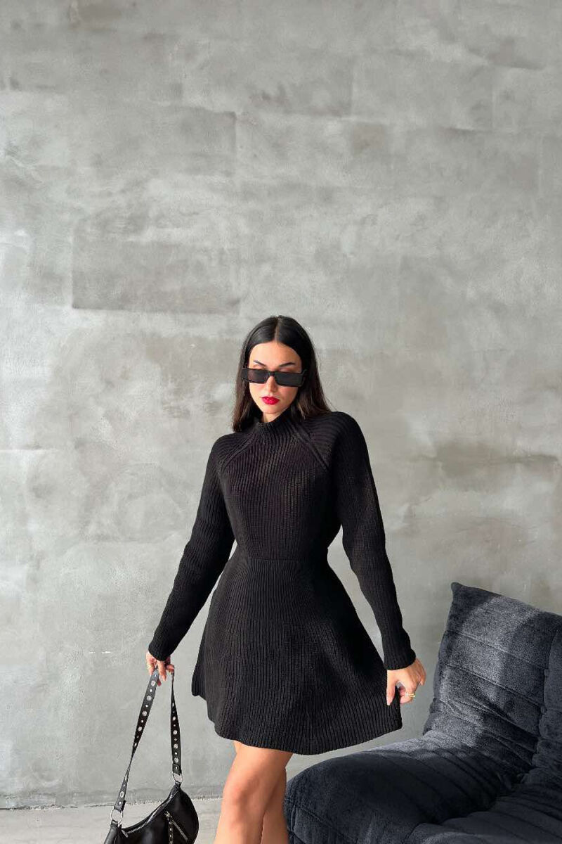 ONE COLOR KNITTED SWEATER+SKIRT WOMEN SET BLACK/ E ZEZE - 3