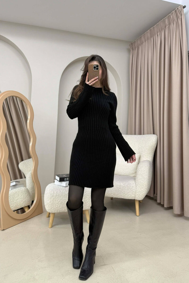 ONE COLOR KNITTED WOMAN DRESS BLACK/ E ZEZE - 1