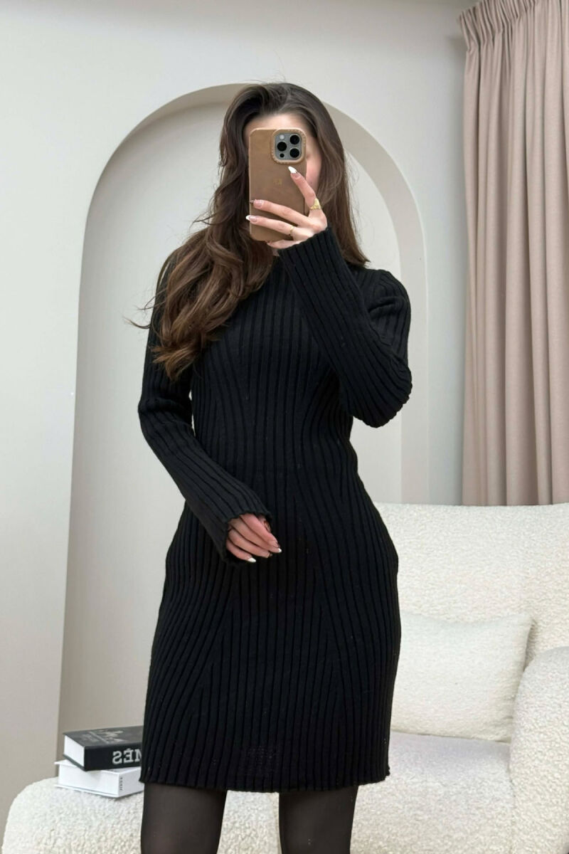 ONE COLOR KNITTED WOMAN DRESS BLACK/ E ZEZE - 2