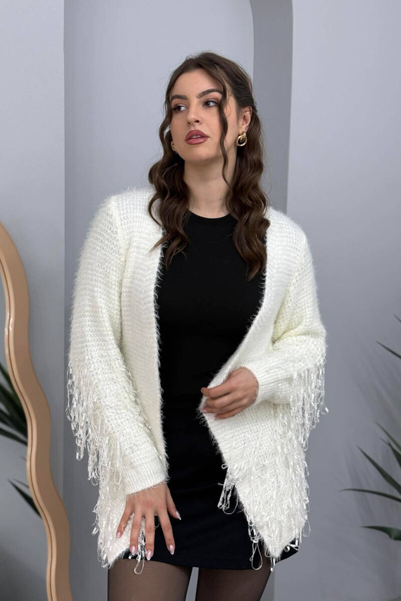 ONE COLOR KNITTED WOMEN CARDIGAN WHITE-E BARDHE - 2