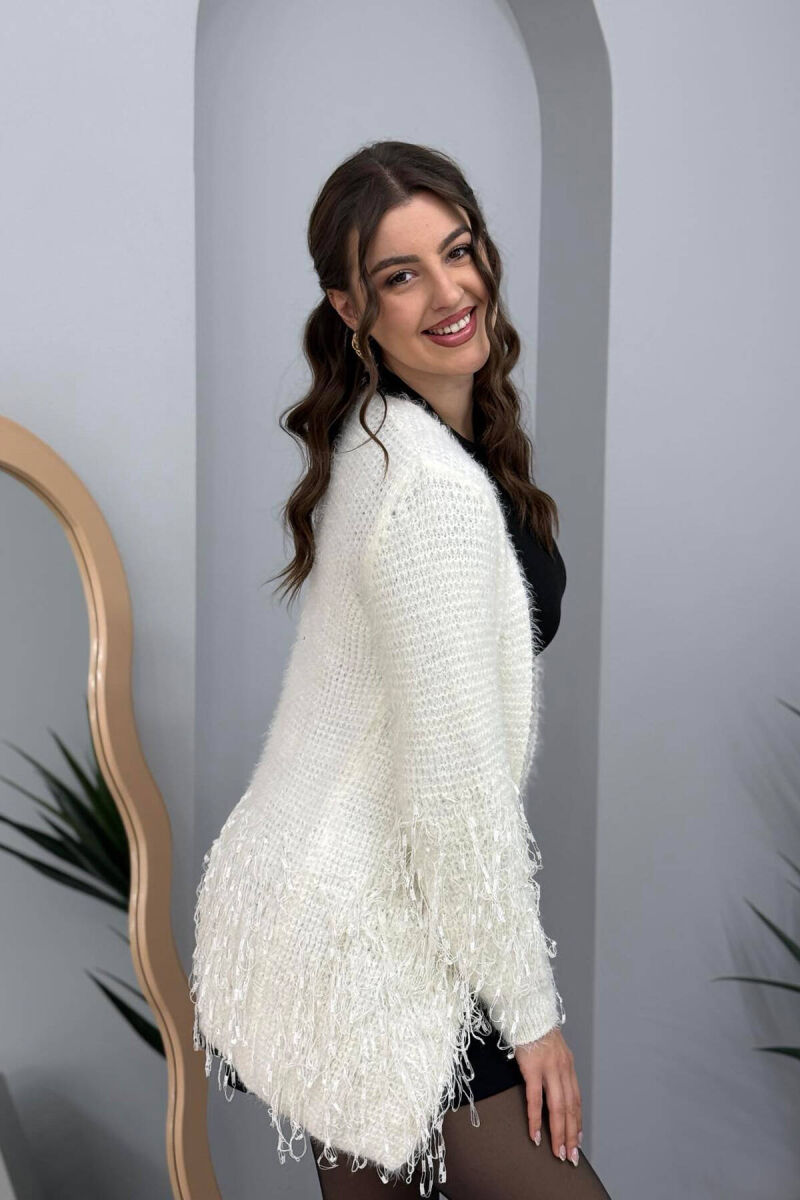 ONE COLOR KNITTED WOMEN CARDIGAN WHITE-E BARDHE - 4