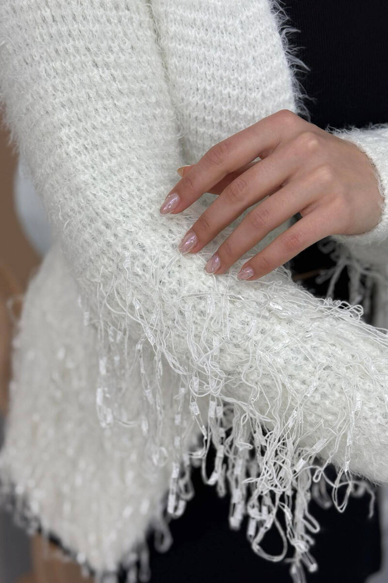 ONE COLOR KNITTED WOMEN CARDIGAN WHITE-E BARDHE - 5