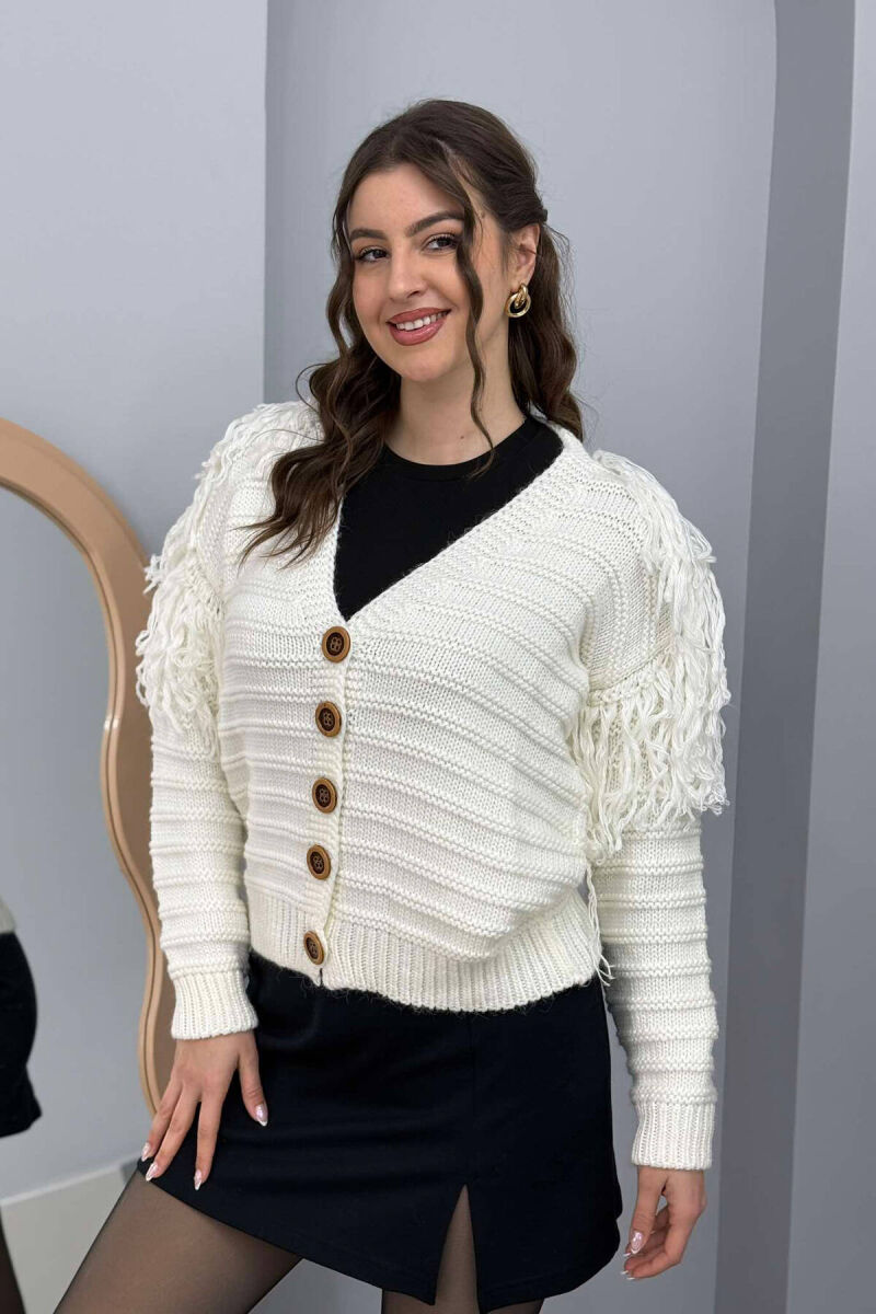 ONE COLOR KNITTED WOMEN CARDIGAN WHITE-E BARDHE - 2