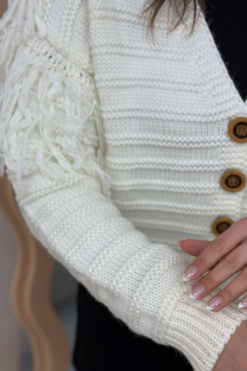 ONE COLOR KNITTED WOMEN CARDIGAN WHITE-E BARDHE - 3