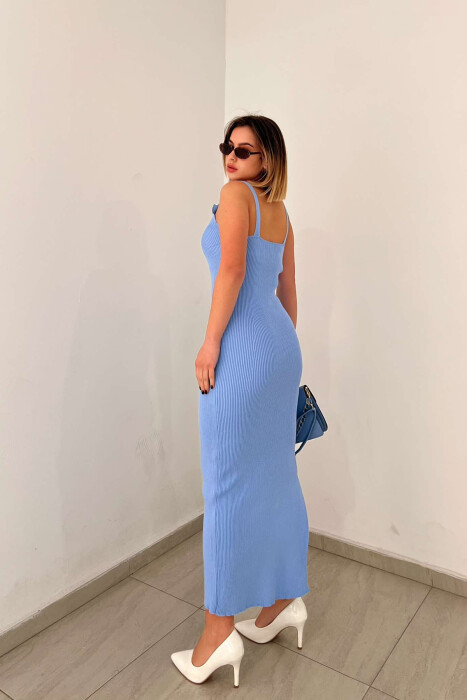 ONE COLOR KNITTED WOMEN DRESS LIGHTBLUE/BZ - 6
