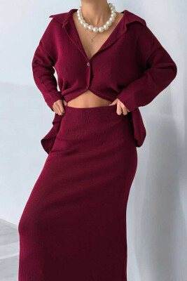 ONE COLOR KNITTED WOMEN SET BURGUNDY/VISHNJE 