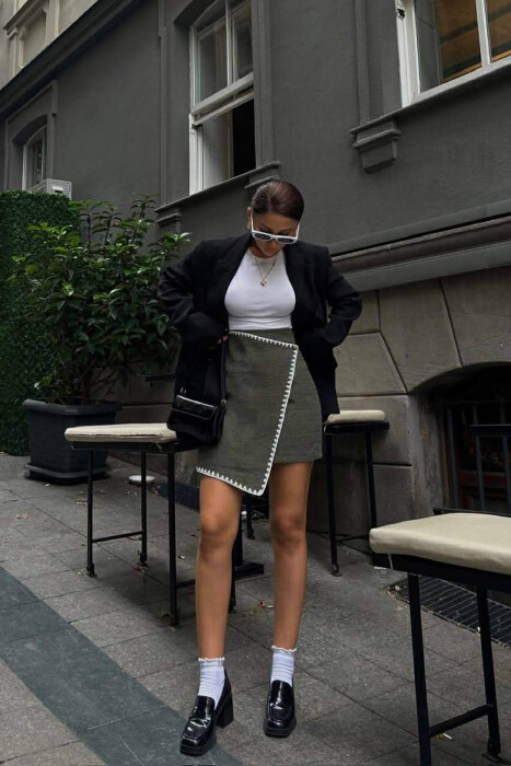 ONE COLOR KNITTED WOMEN SKIRT GREEN/JESHILE - KLAUDIO FASHION