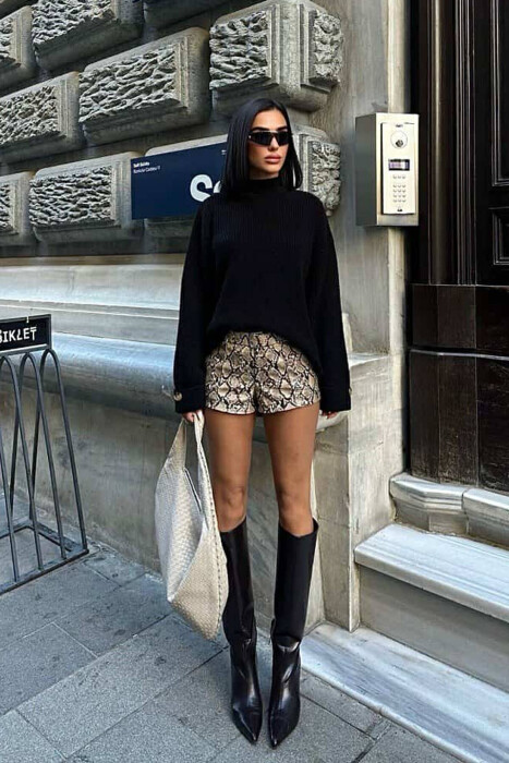 ONE COLOR KNITTED WOMEN SWEATER BLACK/ E ZEZE 