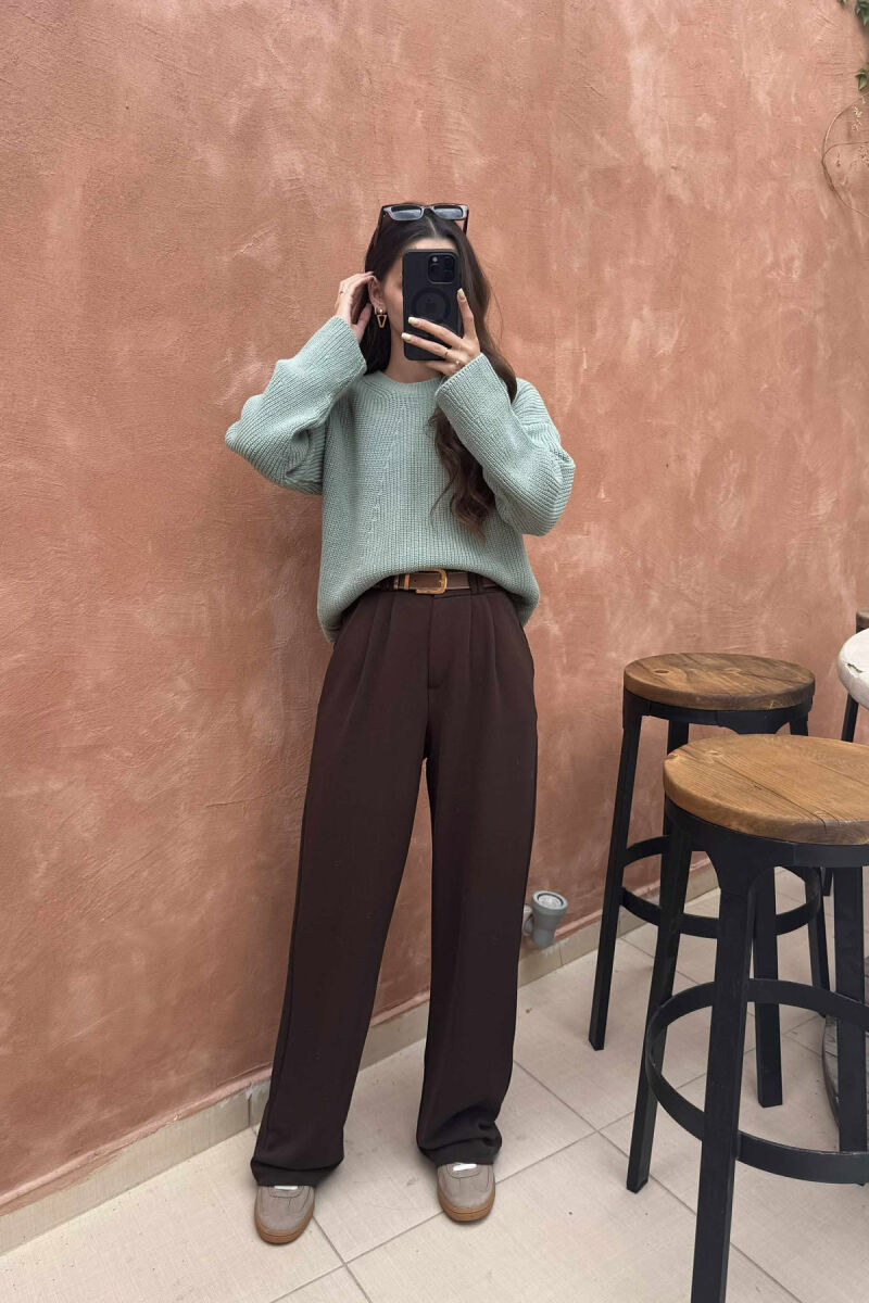 ONE COLOR KNITTED WOMEN SWEATER MINT/MENTE - 5
