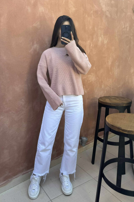 TRIKO E THURUR NJËNGJYRËSHE PËR FEMRA NË NGJYRËN PUDËR - KLAUDIO FASHION