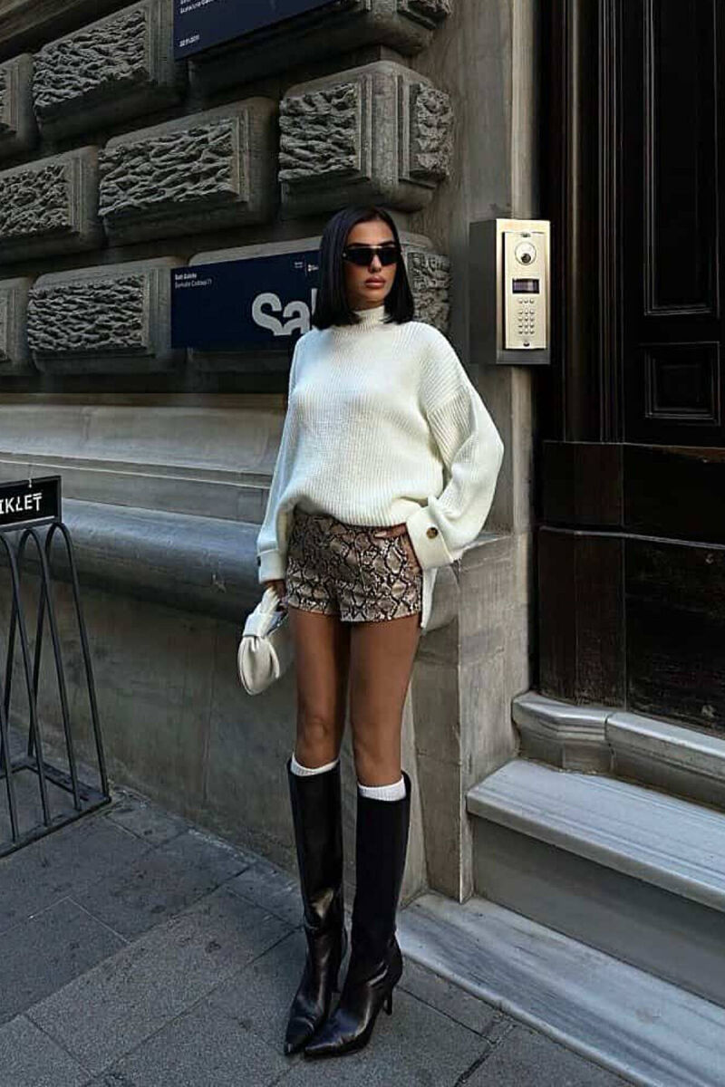 ONE COLOR KNITTED WOMEN SWEATER WHITE-E BARDHE - 2