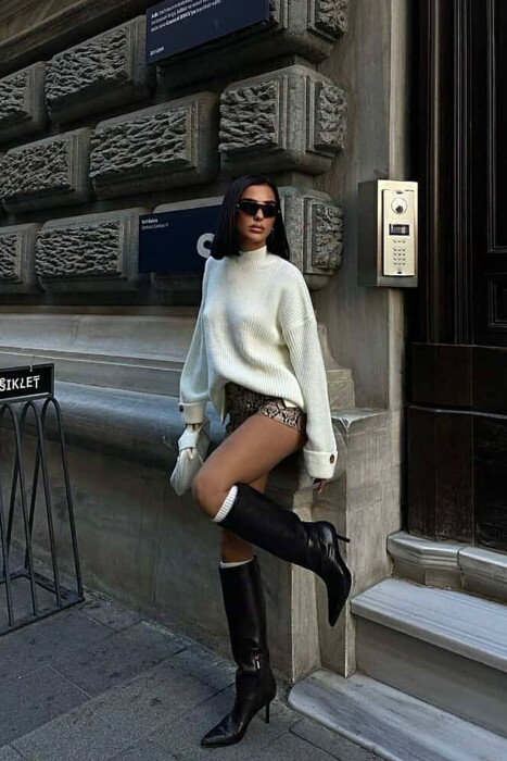 ONE COLOR KNITTED WOMEN SWEATER WHITE-E BARDHE - 6