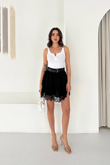 FUND PANTALLONE NJE NGJYRESH ME DETAJ DANTELLE PER FEMRA NE NGJYRE TE ZEZE - KLAUDIO FASHION