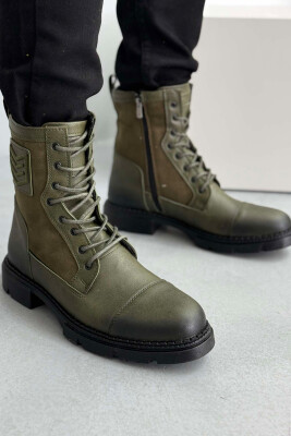 ONE COLOR LACE-UP MEN ANKLE BOOTS GREEN/JESHILE 