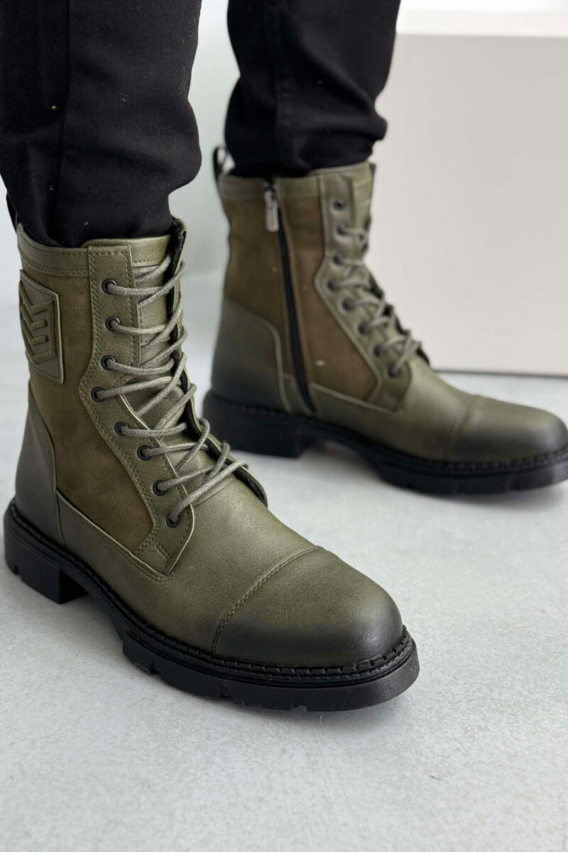 ONE COLOR LACE-UP MEN ANKLE BOOTS GREEN/JESHILE - 1