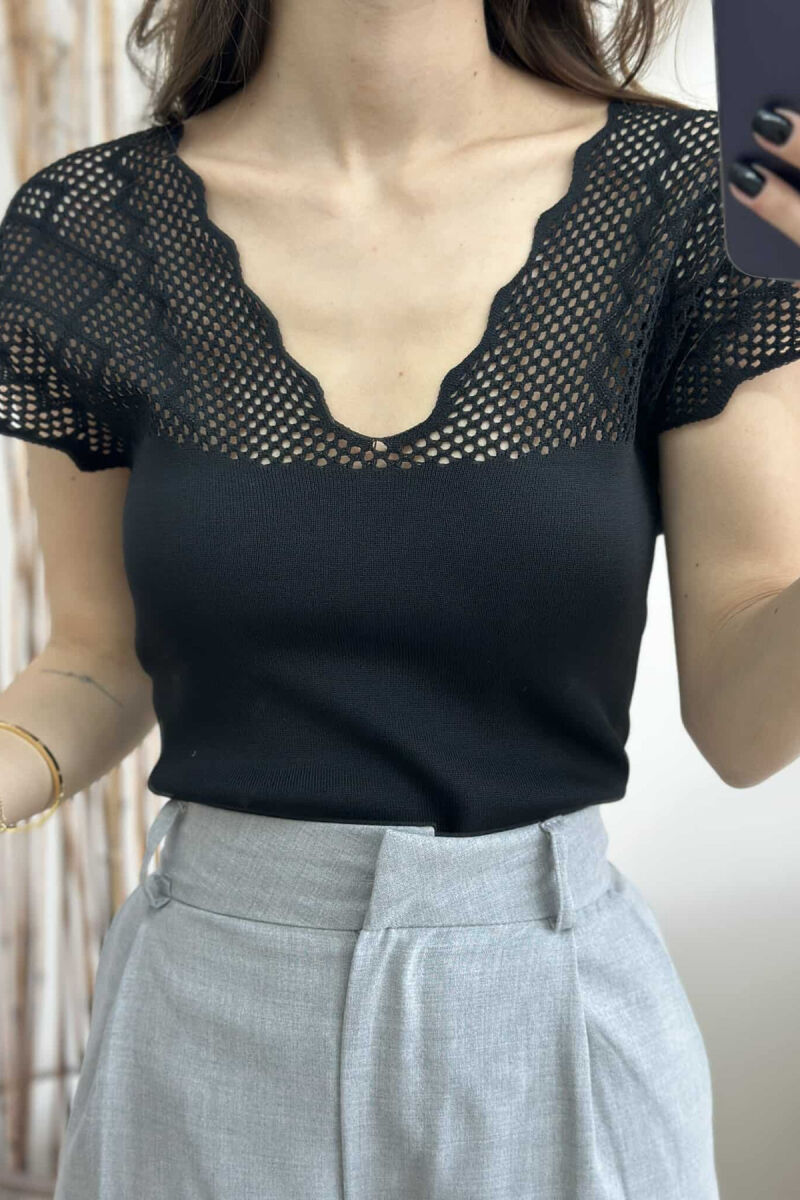 ONE COLOR LACE WOMEN TANK TOP BLACK/ E ZEZE - 2