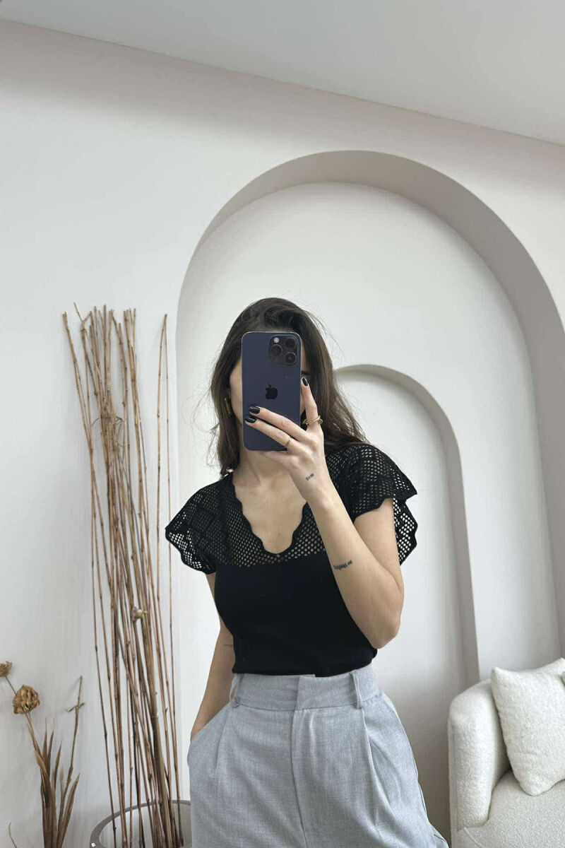ONE COLOR LACE WOMEN TANK TOP BLACK/ E ZEZE - 3
